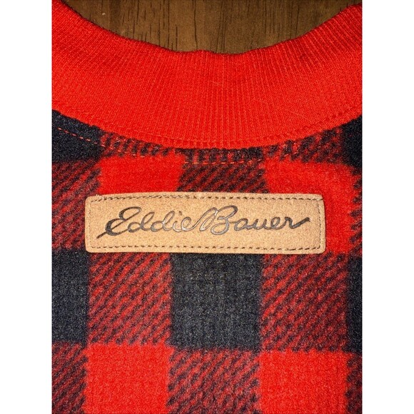 Eddie Bauer Red Black Buffalo Plaid Dog Sweater Large Fleece Pet Pullover NWT - Picture 7 of 8
